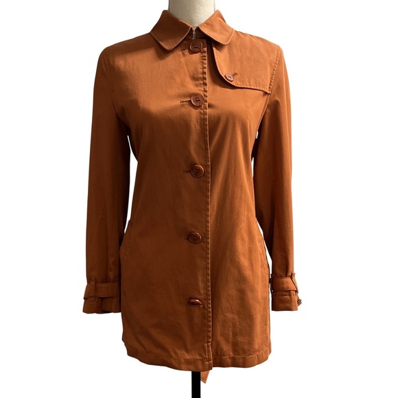 Burberry Josi Trench Coat Orange Nova Check Womens 4 Classic Preppy Old Money - Picture 3 of 16